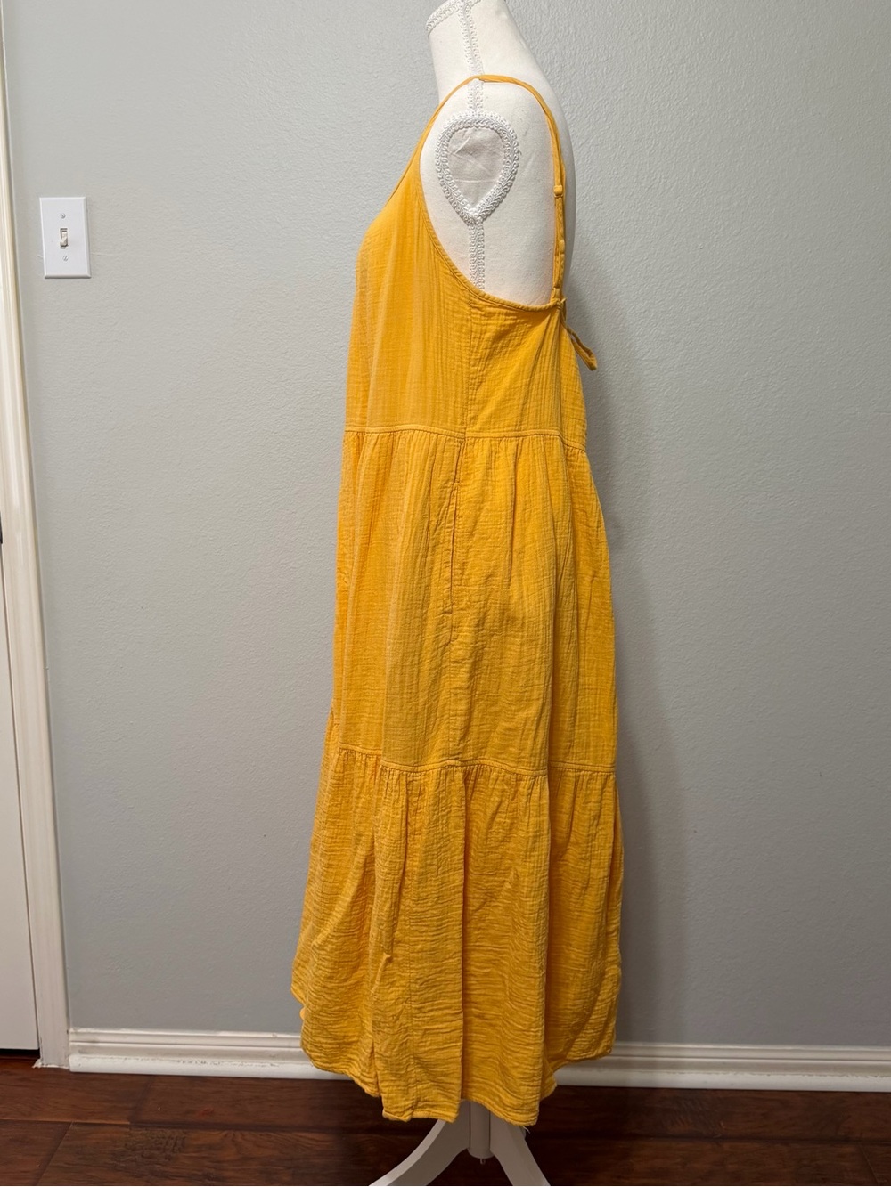 Free Assembly Maxi/Midi Dress Medium Marigold Yellow Cotton Gauze Sundress - Picture 4 of 15